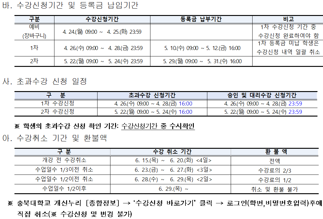 2023학년도 하기 계절수업 1차 수강신청 및 수업시간표 안내  이미지